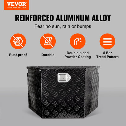 Trailer Tongue Box, Aluminiumlegering Diamond Plate Tongue Box Verktygslåda, Heavy Duty Trailer Box förvaring med lås och nycklar, Utility Trailer Tongue Box för pickup, husbil, trailer, 39"x16.5"x12