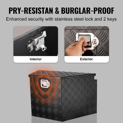 Trailer Tongue Box, Aluminiumlegering Diamond Plate Tongue Box Verktygslåda, Heavy Duty Trailer Box förvaring med lås och nycklar, Utility Trailer Tongue Box för pickup, husbil, trailer, 39"x16.5"x12