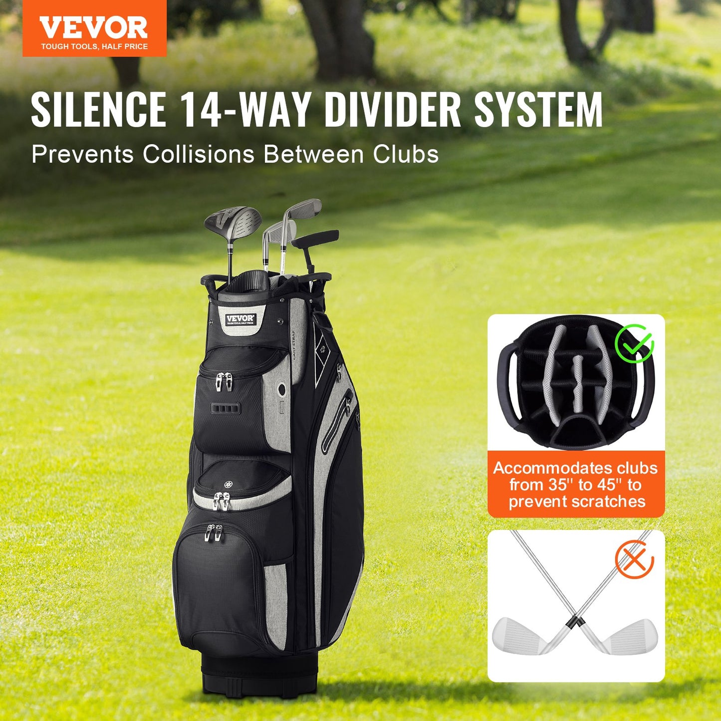 36” Golf Cart Bag 14 Way Organizer Divider Topp Flera fickor Välj färg