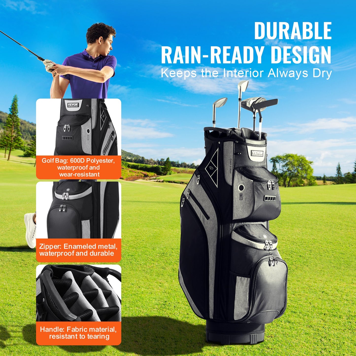 36” Golf Cart Bag 14 Way Organizer Divider Topp Flera fickor Välj färg