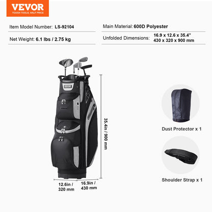 36” Golf Cart Bag 14 Way Organizer Divider Topp Flera fickor Välj färg