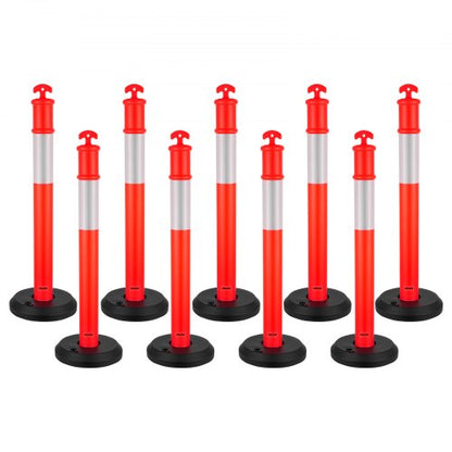 9-pack trafikavgränsningsstolpar, 1140 mm trafiksäkerhetskoner med fyllbar bas och reflexremsor, kraftiga avgränsningsstolpar för byggarbetsplatser, parkeringsplatser, folkmasskontroll, röd |  EU