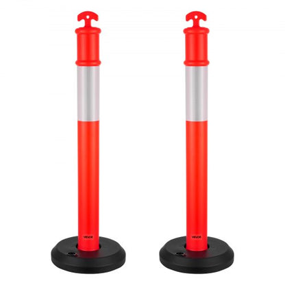 2-pack trafikavgränsningsstolpar, 1140 mm trafiksäkerhetskoner med fyllbar bas och reflexremsor, kraftiga avgränsningsstolpar för byggarbetsplatser, parkeringsplatser, trängselkontroll, röd |  EU