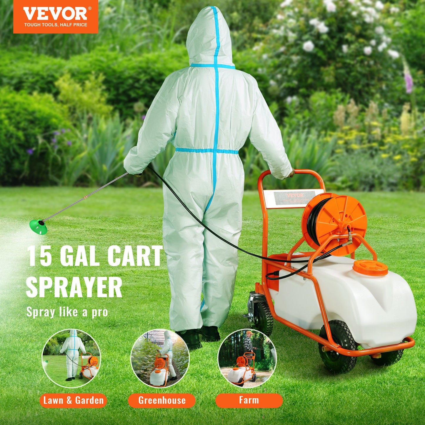 Spruta Tryckspruta Ryggsäcksspruta Trädgårdsspruta 60L 0-90PSI
