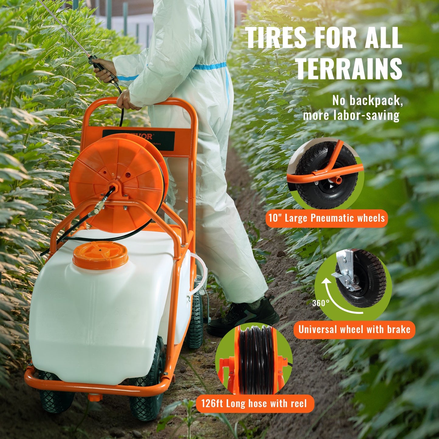 Spruta Tryckspruta Ryggsäcksspruta Trädgårdsspruta 60L 0-90PSI