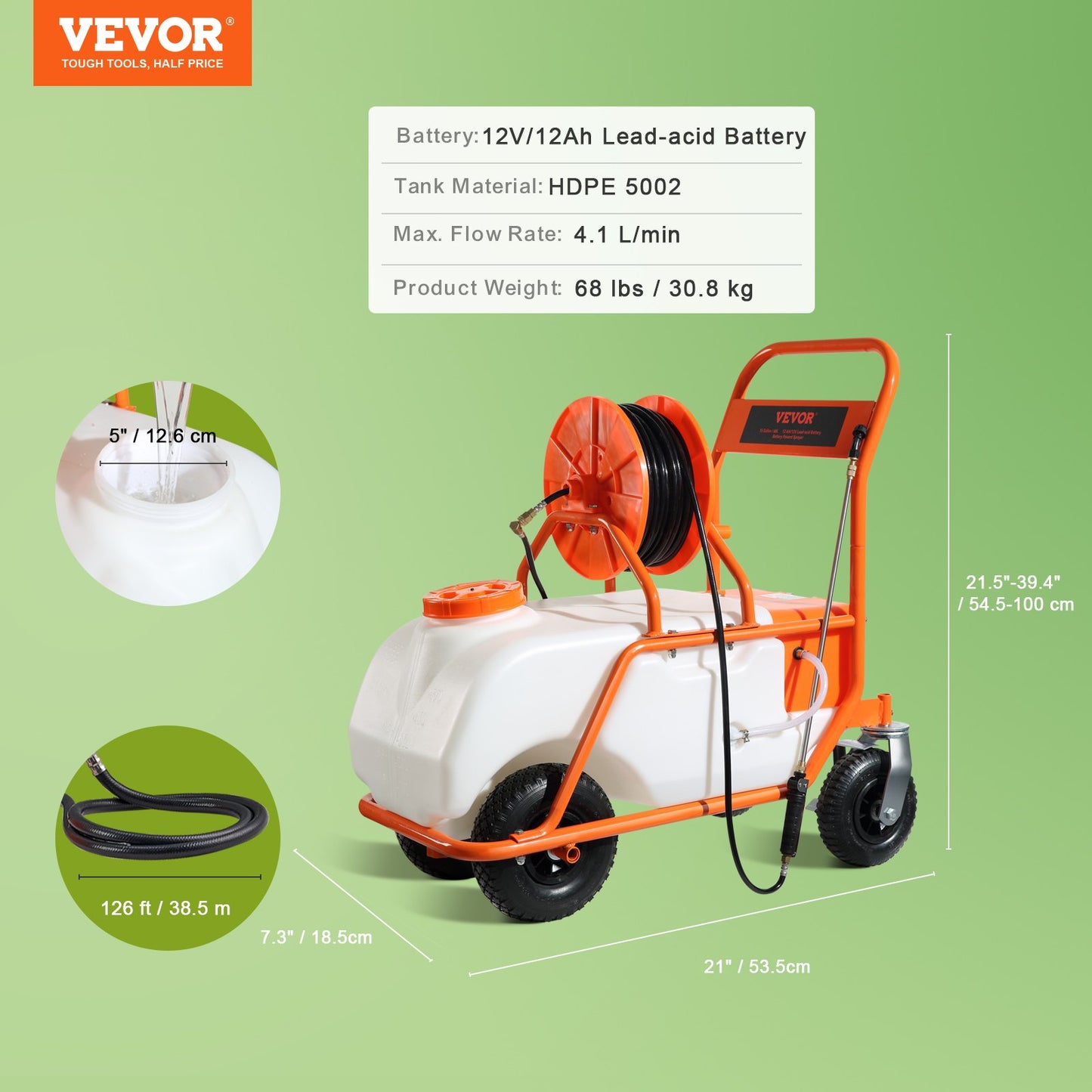 Spruta Tryckspruta Ryggsäcksspruta Trädgårdsspruta 60L 0-90PSI