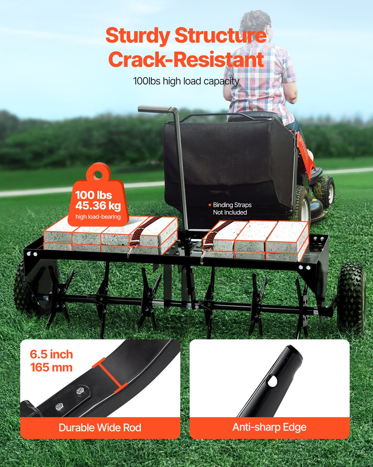 40" tow plug aerator with universal coupling lawn aerator towing behind