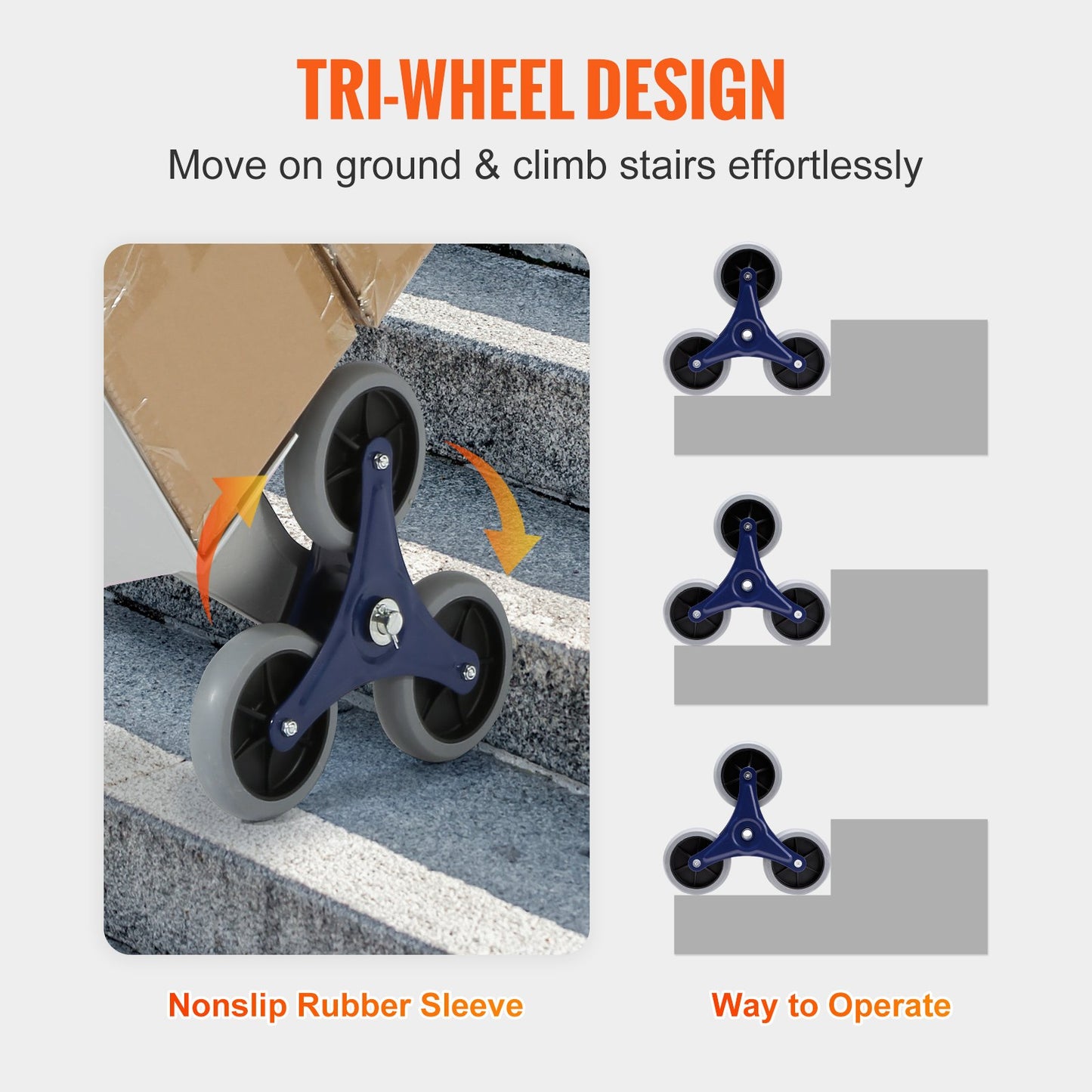 Stair Climbing Cart, 550 lbs Load Capacity, Aluminum Hand Truck with Dual Handles, Integrated Frame and Non-Slip Rubber Wheels, Multifunctional Stair Climber for Warehouse Airport