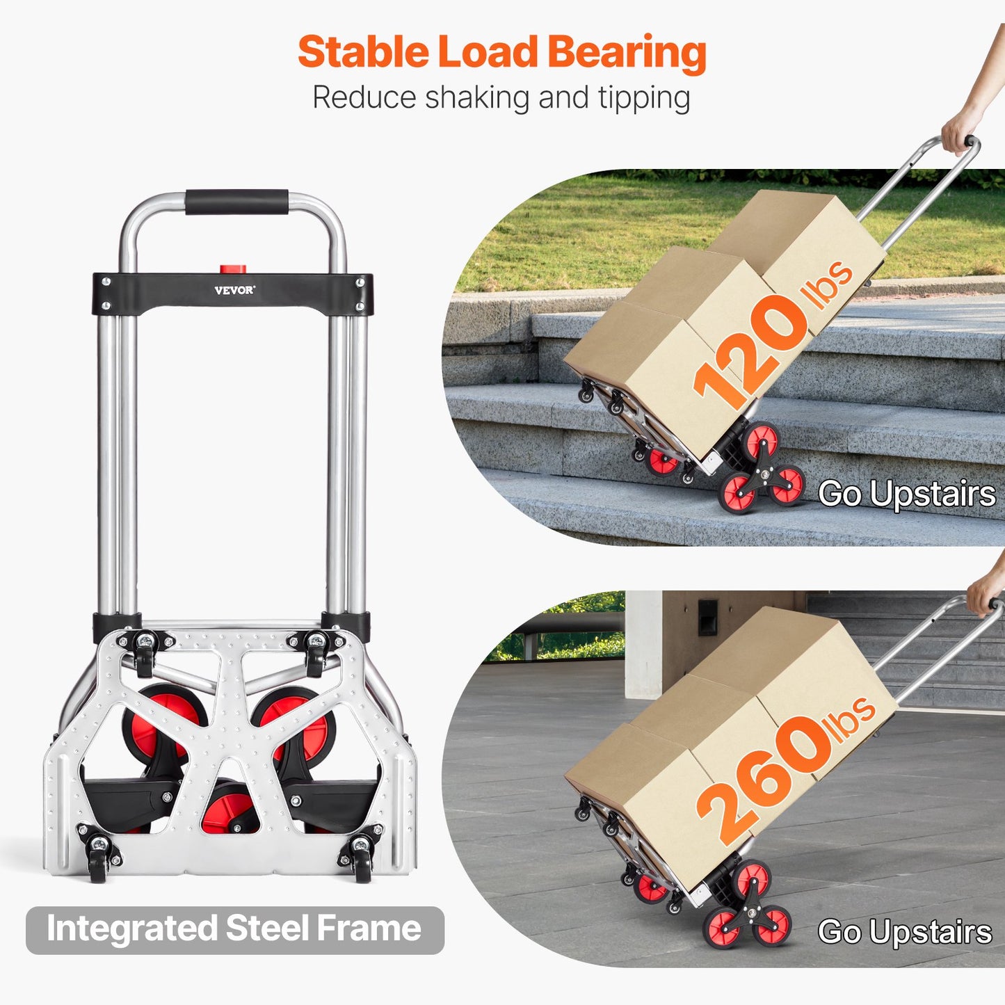 Trappklättringsvagn Heavy Duty Folding Hand Truck Dolly 260 lbs 10 hjul