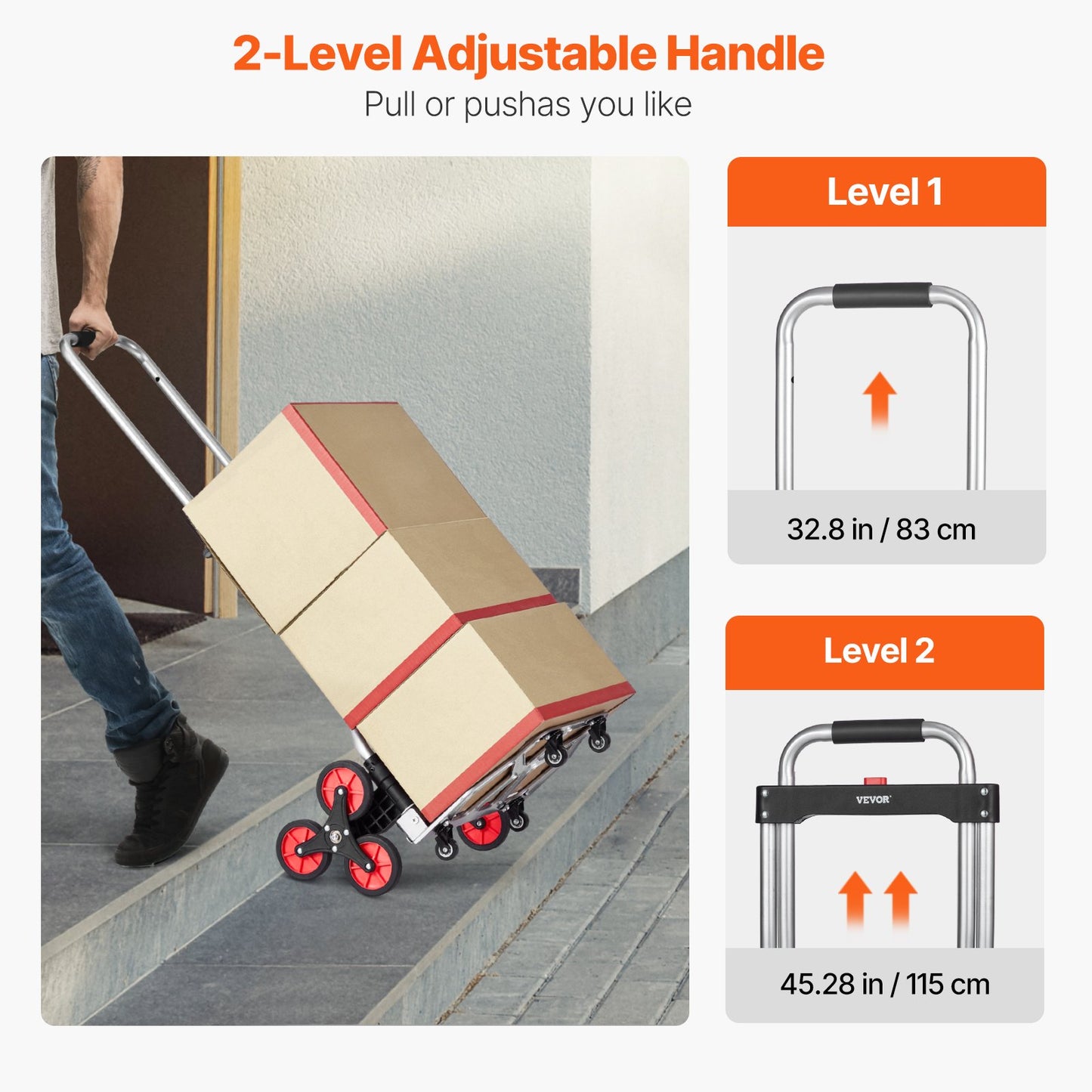 Trappklättringsvagn Heavy Duty Folding Hand Truck Dolly 260 lbs 10 hjul