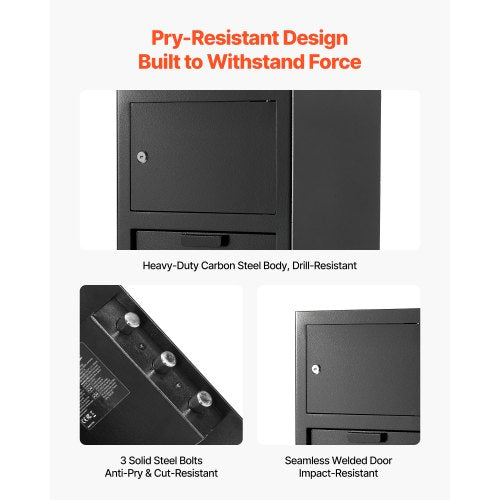 3,6 kubikfot kassaskåp, stor kapacitet med framstycke och digital knappsats, kraftigt 3-vånings kassaskåp med reservnycklar för kontanter, bankkvitto, smycken, dokument, sedlar, svart |  EU