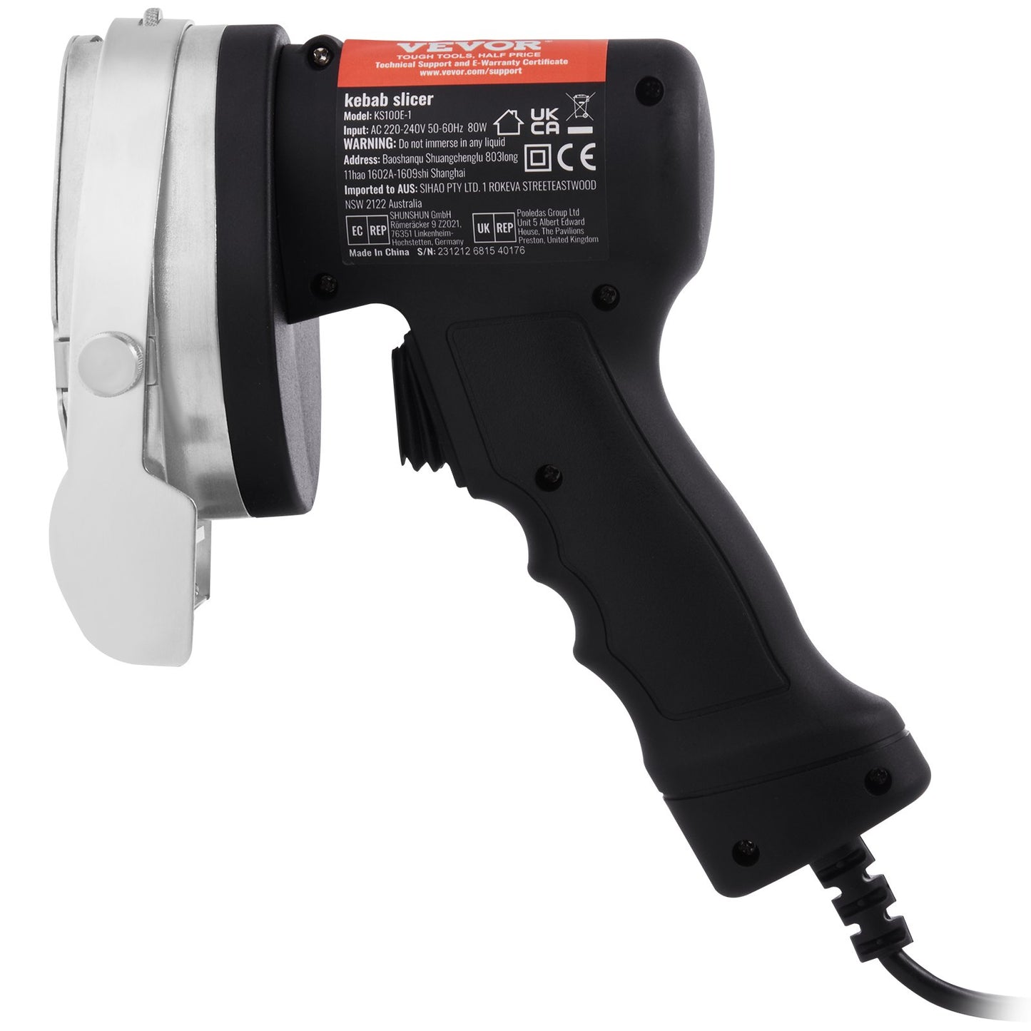 Elektrisches Schawarmamesser Türkischer Döner Kebab Fleisch Gyrosschneider mit 2 Klingen