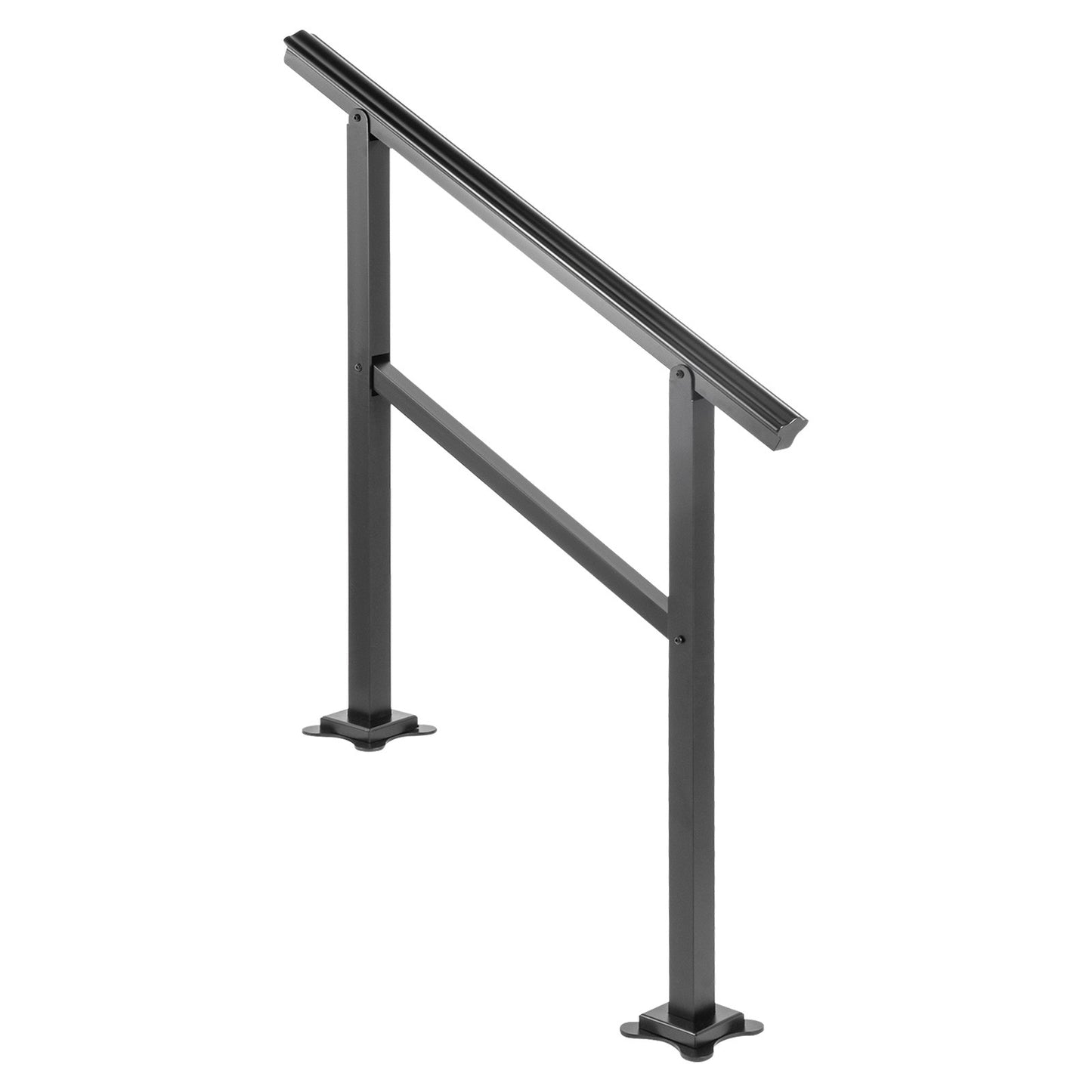 Außengeländer, 75 kg, Frachtgeländer, Außentreppe, Aluminium-Treppengeländer, 91,4 x 89,9 cm, Außentreppengeländer, Übergangsbereich von 0 bis 50°, Treppenhandlauf passend für 2–3 Stufen, mit Schraubensatz