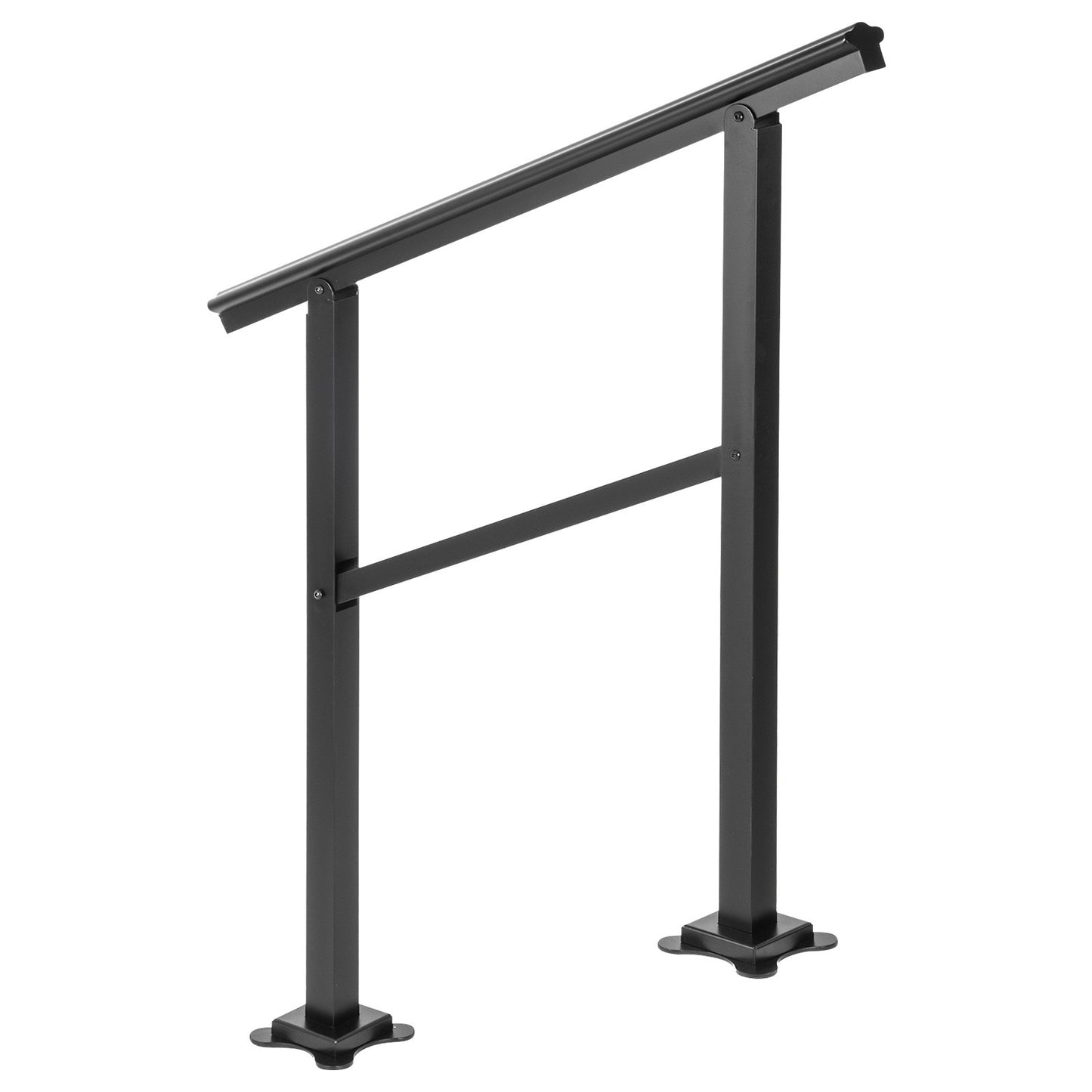 Außengeländer, 75 kg, Frachtgeländer, Außentreppe, Aluminium-Treppengeländer, 91,4 x 89,9 cm, Außentreppengeländer, Übergangsbereich von 0 bis 50°, Treppenhandlauf passend für 2–3 Stufen, mit Schraubensatz