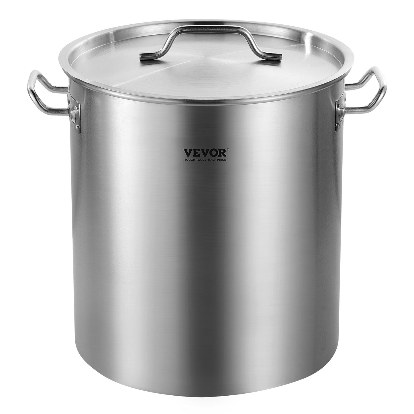 Stainless Steel Stockpot, 42 Quarts Large Cooking Pots, Cooking Pot Sauce Pot with Strainer, Lid and Handle, Heavy Duty Commercial Grade Stock Pot, Grinding Finish, for Large Groups Events Silver