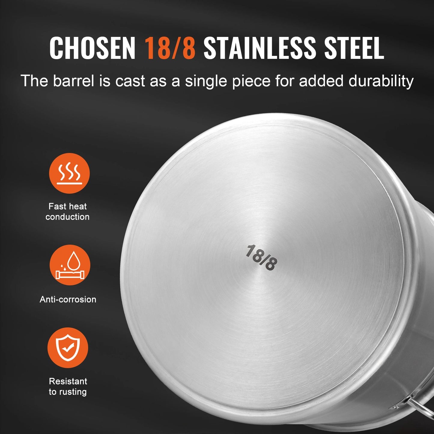 Stainless Steel Stockpot, 42 Quart Large Cooking Pot, Multi-Purpose Sauce Pot with Lid and Handle, Heavy Duty Commercial Grade Stock Pot, Grinding Finish, for Large Groups Events Silver
