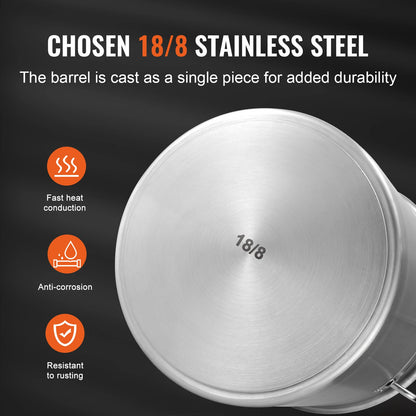 Stainless Steel Stockpot, 42 Quart Large Cooking Pot, Multi-Purpose Sauce Pot with Lid and Handle, Heavy Duty Commercial Grade Stock Pot, Grinding Finish, for Large Groups Events Silver