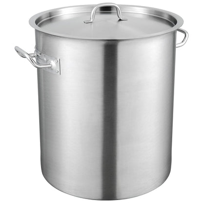 Stainless Steel Stockpot, 42 Quart Large Cooking Pot, Multi-Purpose Sauce Pot with Lid and Handle, Heavy Duty Commercial Grade Stock Pot, Grinding Finish, for Large Groups Events Silver