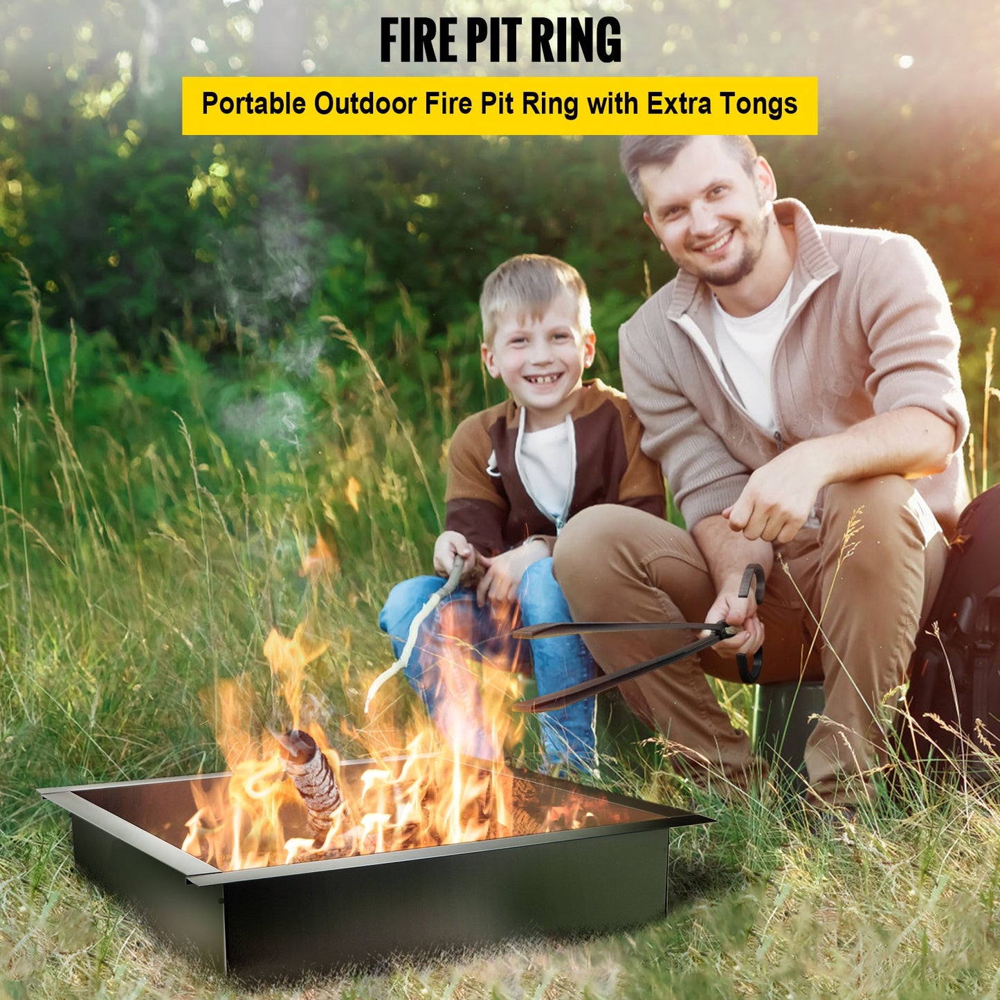 Fire Pit Ring, 36-tums yttre/30-tums innerdiameter Fire Pit Insert, 1,5 mm tjocklek Brandring, DIY stålring med tång i marken Fire Pit Liner för utomhus, uteplats, bakgård