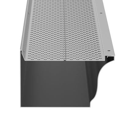 Rännskydd, 5 tum bredd, aluminiumbladfilter DIY rännskydd, 26 st 104 fot total längd, 0,157 tum håldiameter & 0,02 tum tjocka Raptor rännskydd Passar alla tak eller ränntyper