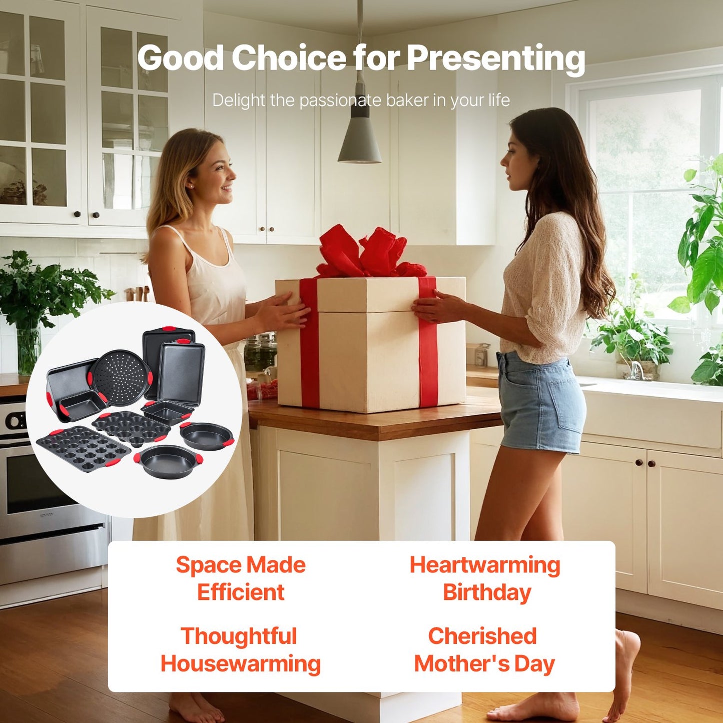 Baking tray set 10-piece nonstick carbon steel set with silicone handle