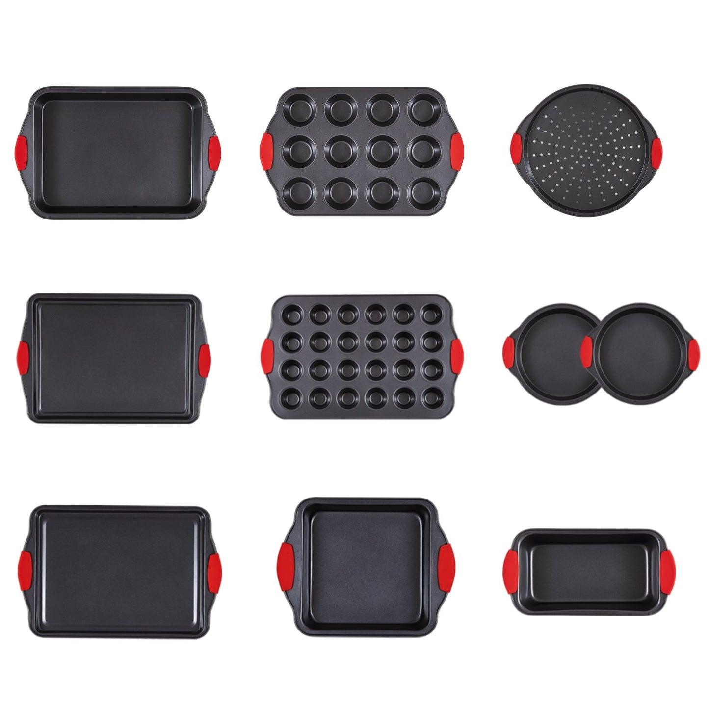 Baking tray set 10-piece nonstick carbon steel set with silicone handle