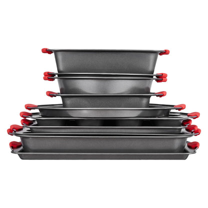 Baking tray set 10-piece nonstick carbon steel set with silicone handle