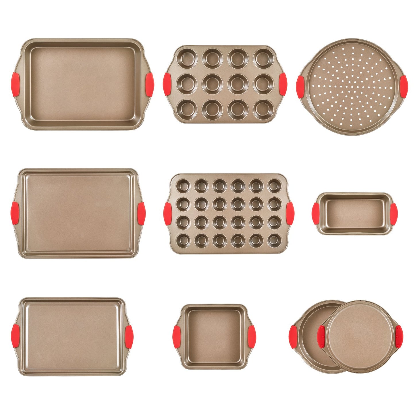 Baking tray set 10-piece nonstick carbon steel set with silicone handle