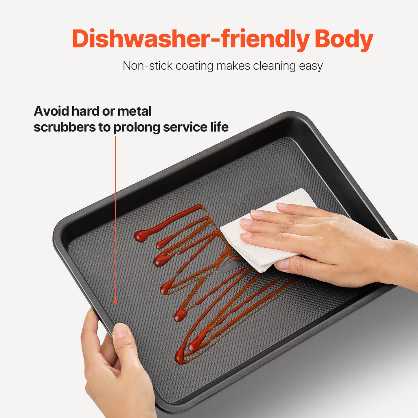 Baking tray set 3-piece nonstick carbon steel set with silicone handle