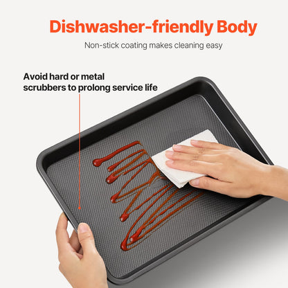 Baking tray set 3-piece nonstick carbon steel set with silicone handle