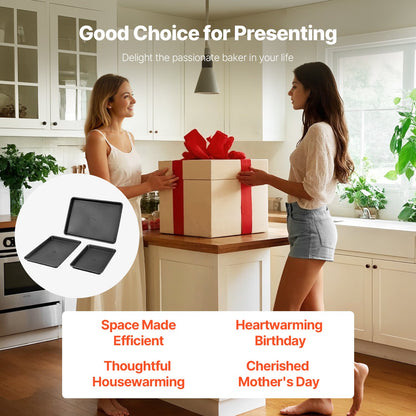 Baking tray set 3-piece nonstick carbon steel set with silicone handle