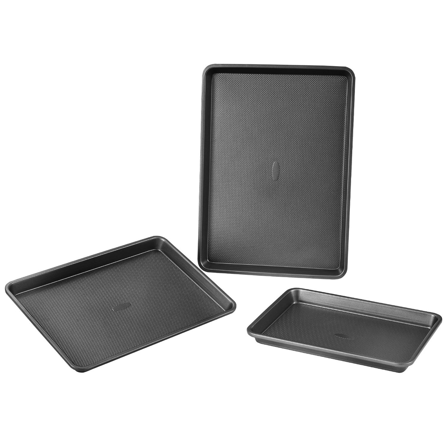 Baking tray set 3-piece nonstick carbon steel set with silicone handle