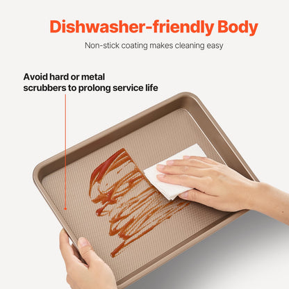 Baking tray set 3-piece nonstick carbon steel set with silicone handle