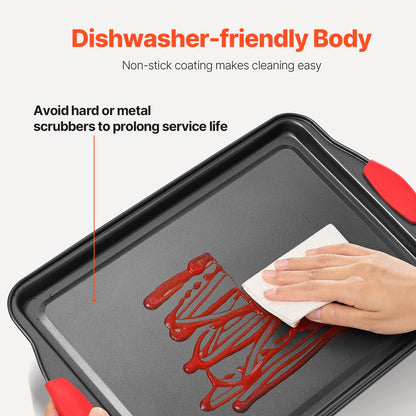 Baking tray set 6-piece nonstick carbon steel set with silicone handle