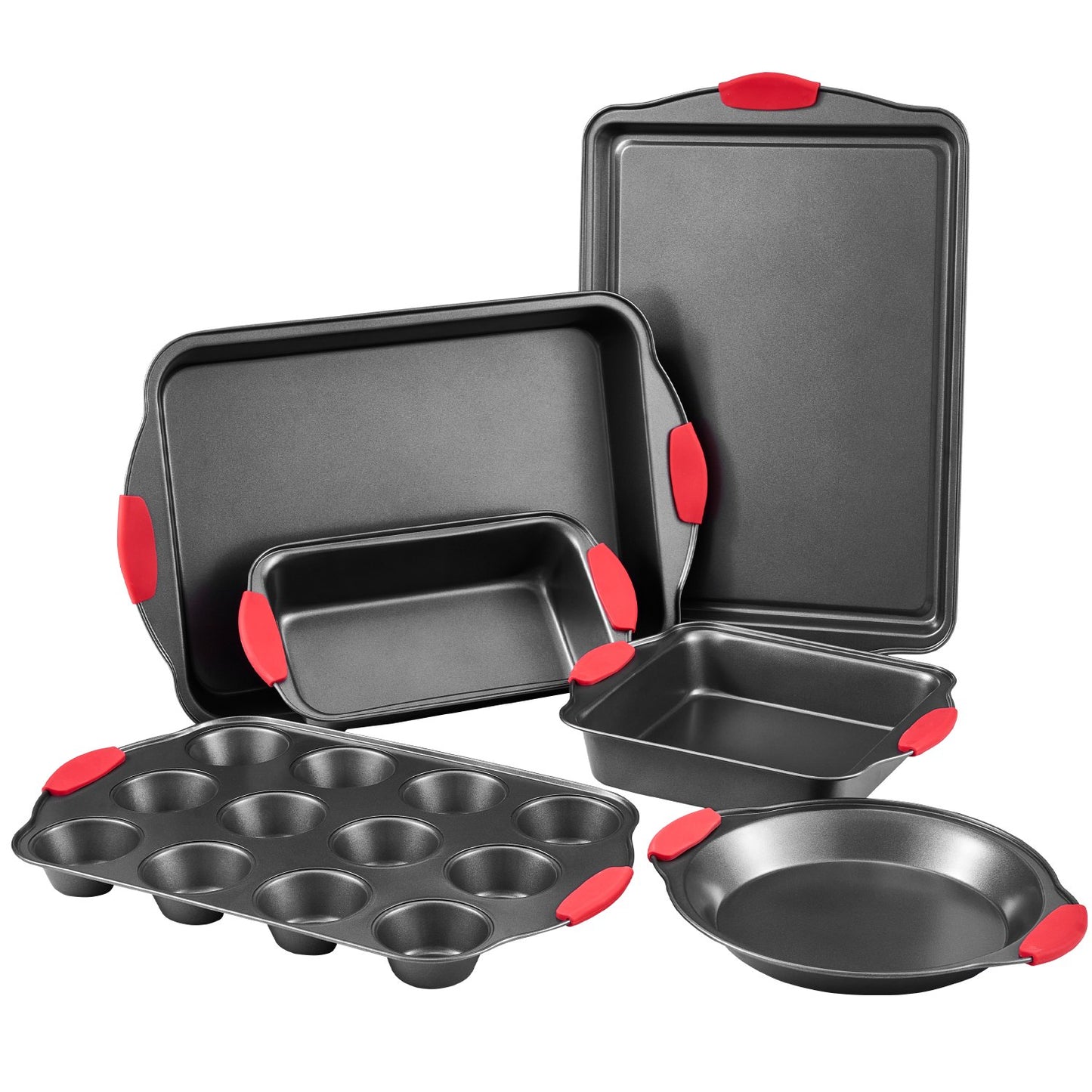 Baking tray set 6-piece nonstick carbon steel set with silicone handle