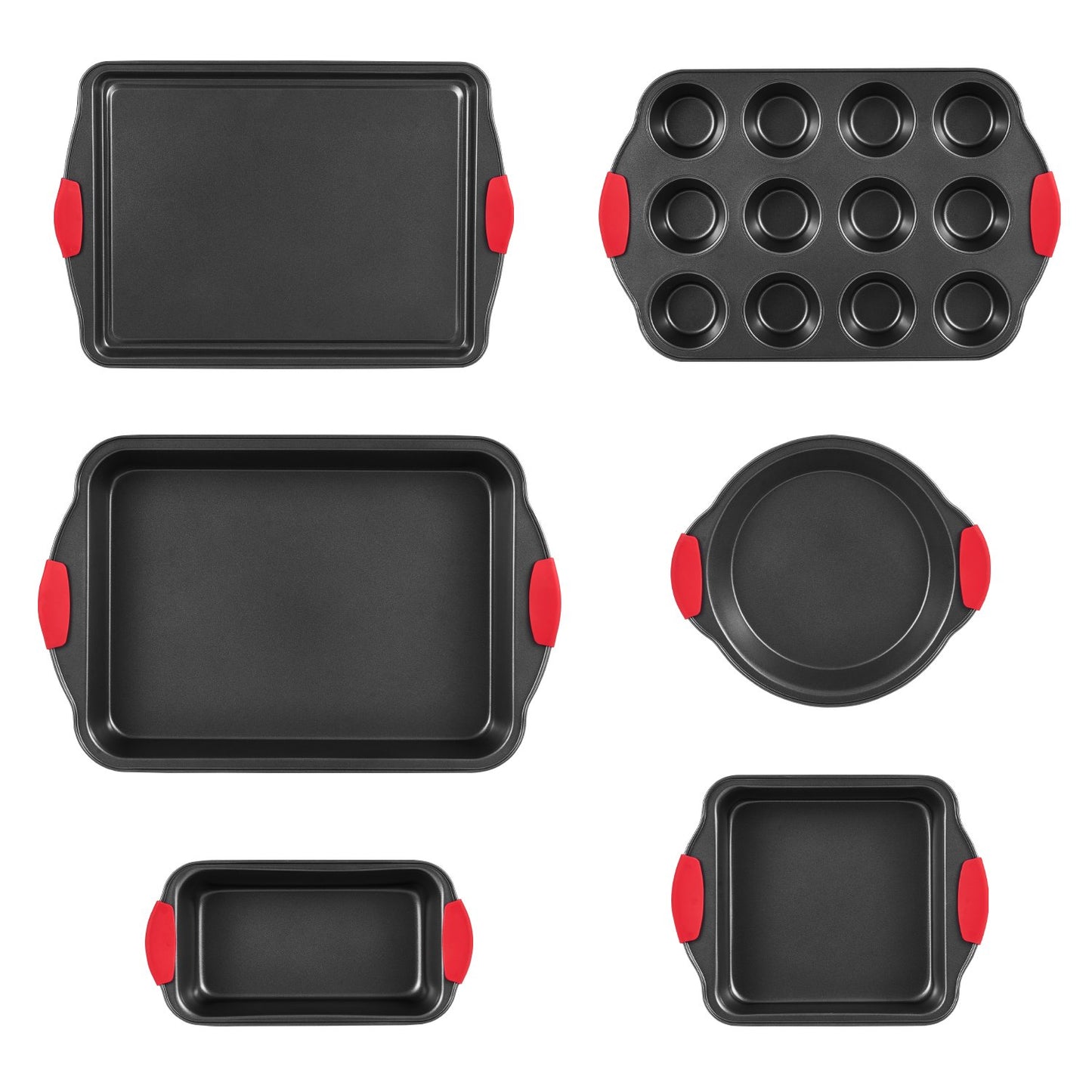 Baking tray set 6-piece nonstick carbon steel set with silicone handle