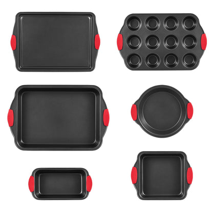 Baking tray set 6-piece nonstick carbon steel set with silicone handle