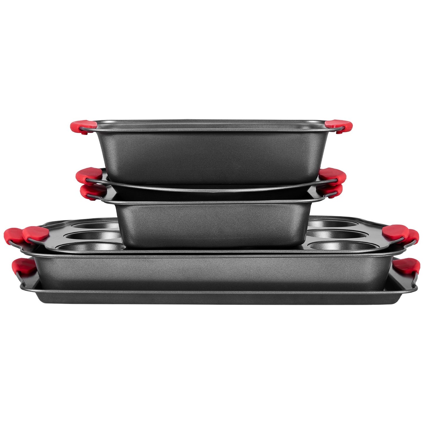 Baking tray set 6-piece nonstick carbon steel set with silicone handle