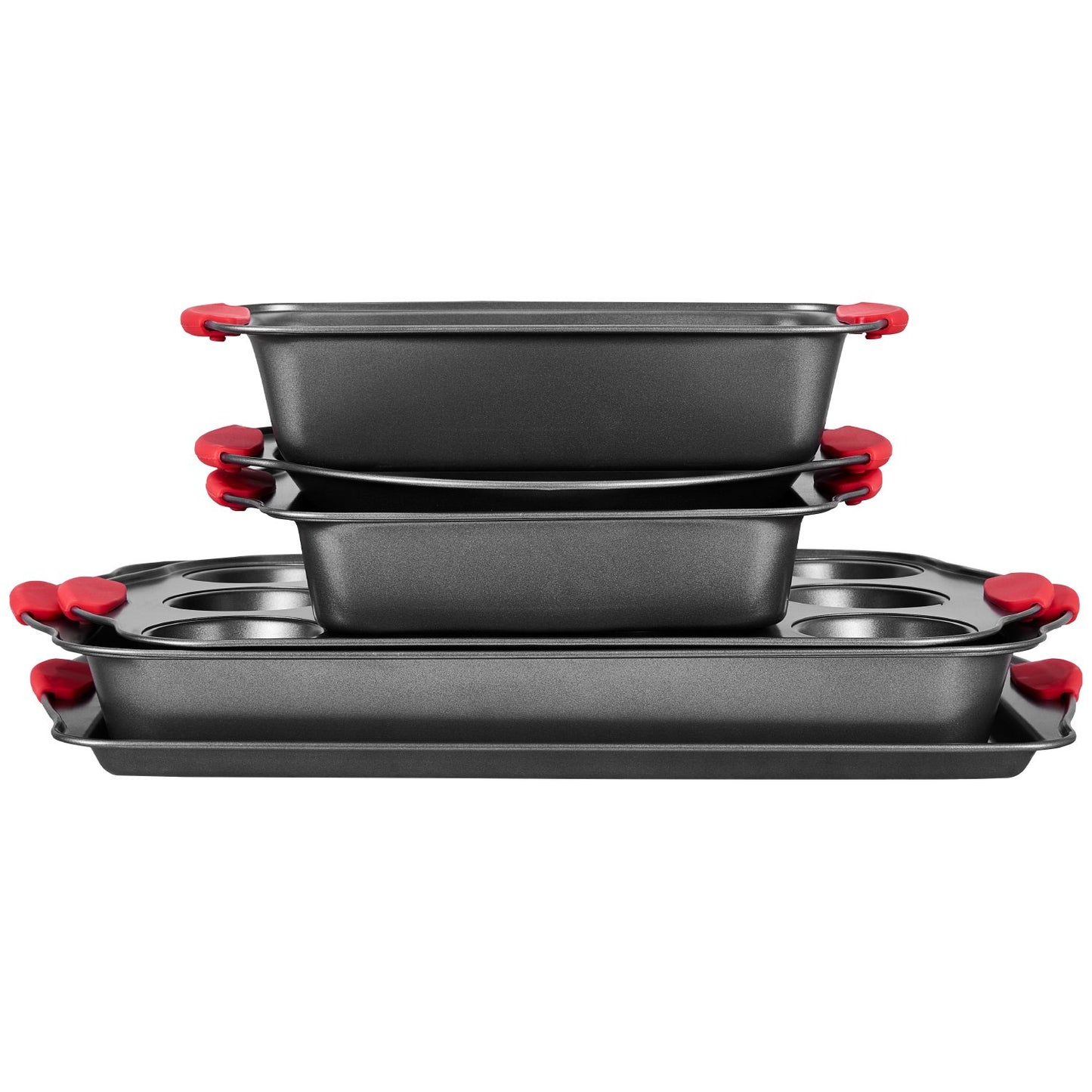 Baking tray set 6-piece nonstick carbon steel set with silicone handle