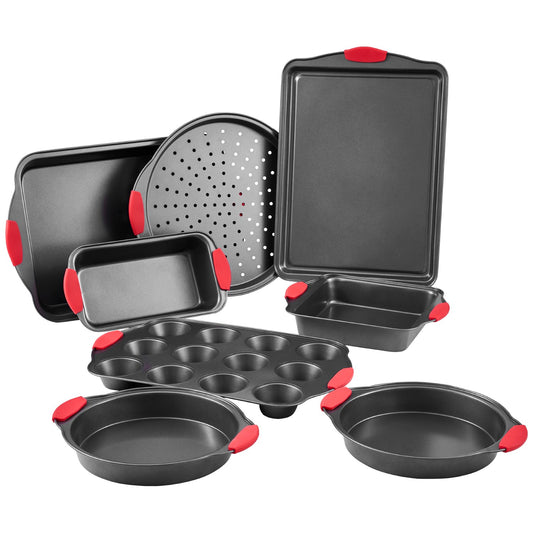 Baking tray set 8-piece nonstick carbon steel set with silicone handle