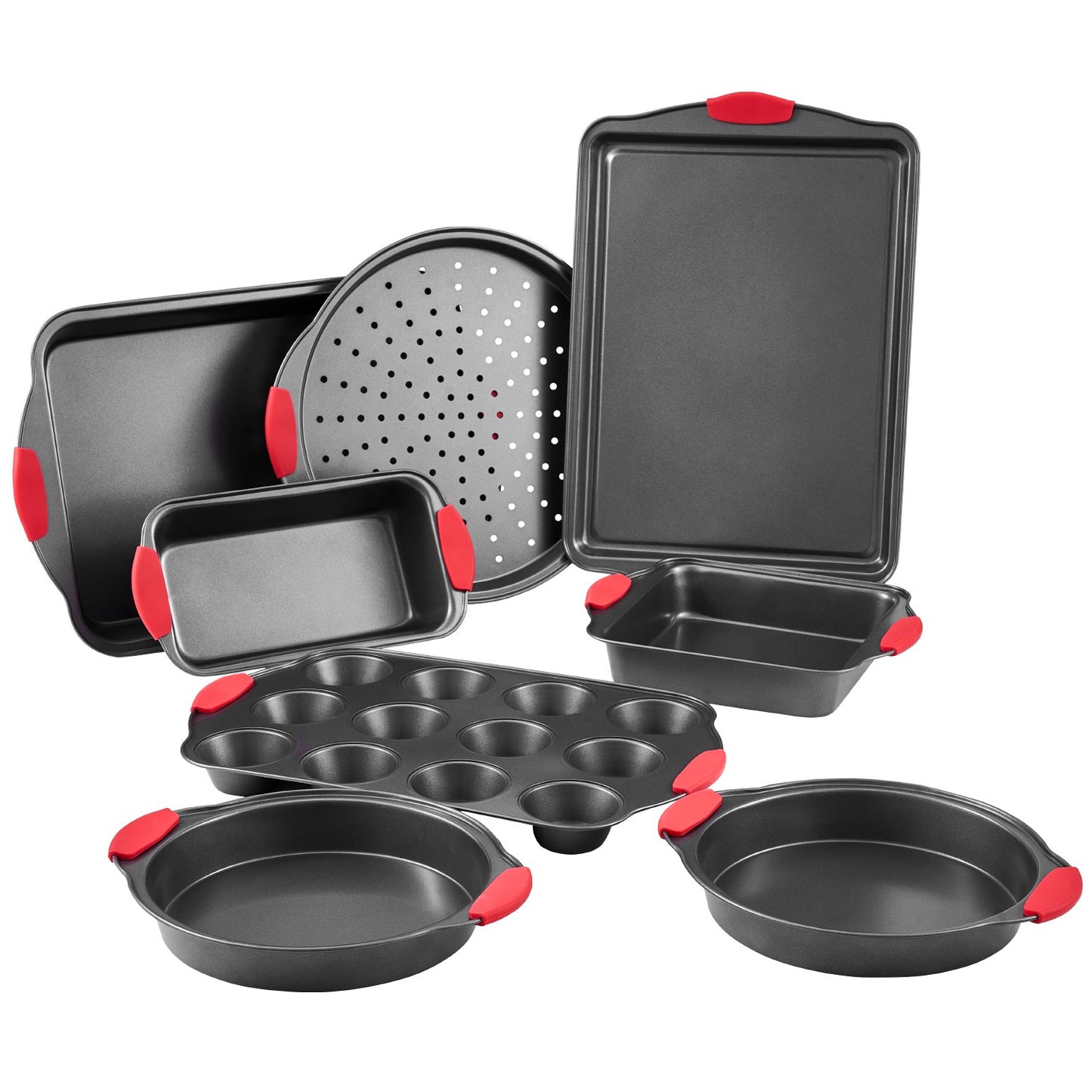 Baking tray set 8-piece nonstick carbon steel set with silicone handle