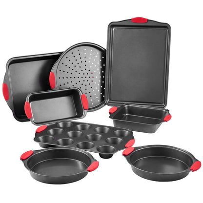Baking tray set 8-piece nonstick carbon steel set with silicone handle