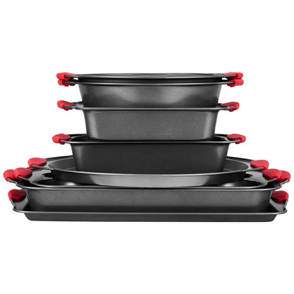 Baking tray set 8-piece nonstick carbon steel set with silicone handle
