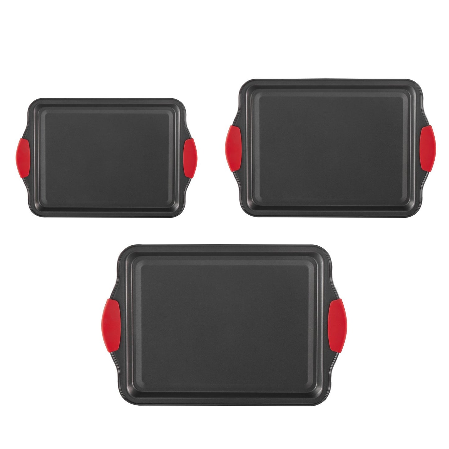 Baking tray set 3-piece nonstick carbon steel set with silicone handle