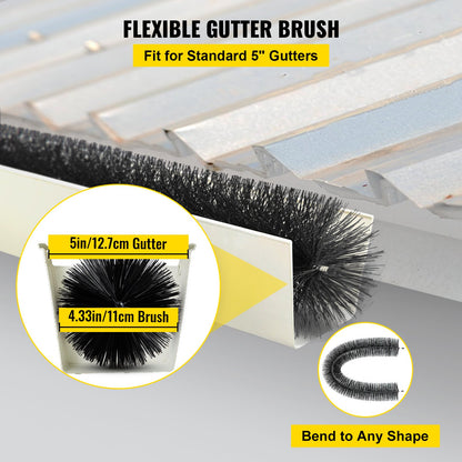 Gutter Guard Brush with 30ft Long Bristles, 4.33"(Dia) Gutter Brush Blade Guard Fits for 5 Inch Gutter, Galvanized Steel Wire Gutter Brush, No Tools, DIY Gutter Blade Guard to Keep Debris Out