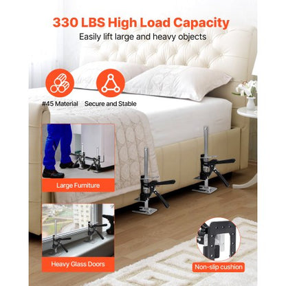 Labor-saving Jack 2 pcs 150 kg Load capacity Lift capacity up to 180 mm Black