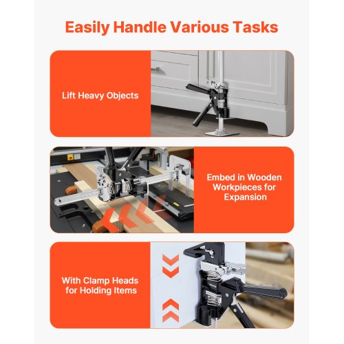 Labor-saving Jack 2 pcs 200 kg Capacity 2 Lifting positions up to 235 mm Black