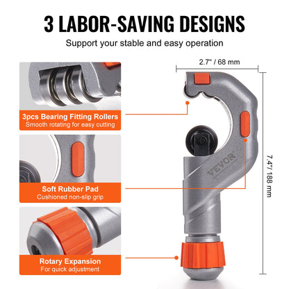 3PCS Pipe Cutter Set Copper Pipe Cutter Mini Pipe Cutter Deburring Tool