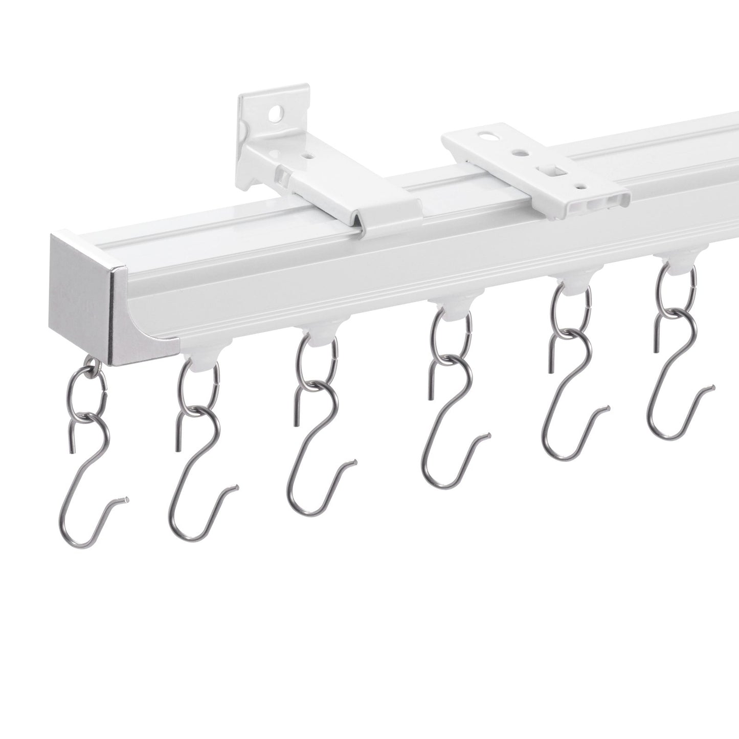 Takgardinskena set 17,7 FT/5,4 meter rumsavdelare med krokar Vit