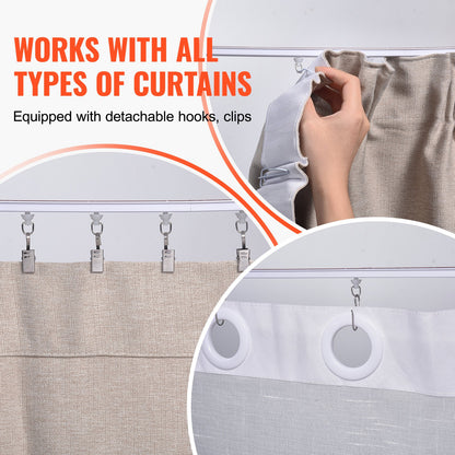 Ceiling Curtain Track Set 9.9 FT/3 Meter Self-Adhesive Room Divider White